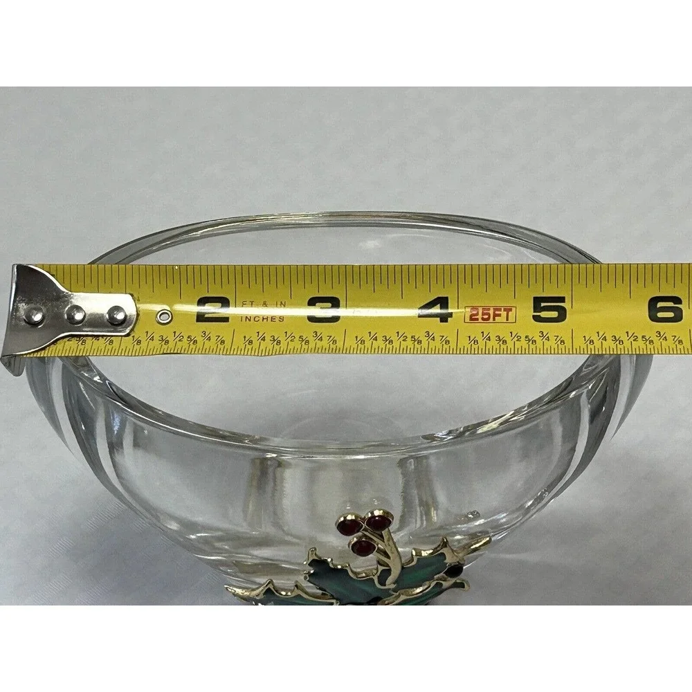 Christmas Vase Fine Bohemian 24% Lead Crystal Teleflora Jeweled Candy‎ Bowl